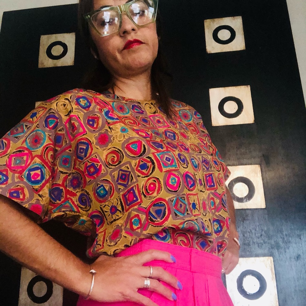 Vintage gold and pink blouse